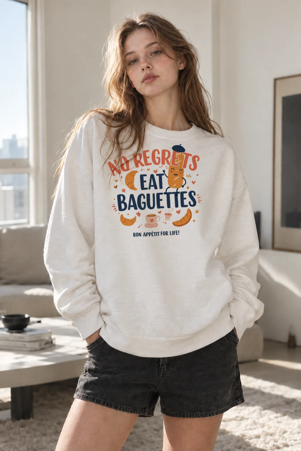 "Eat Baguettes" Heavy Blend Unisex Crewneck Sweatshirt | Gildan 18000