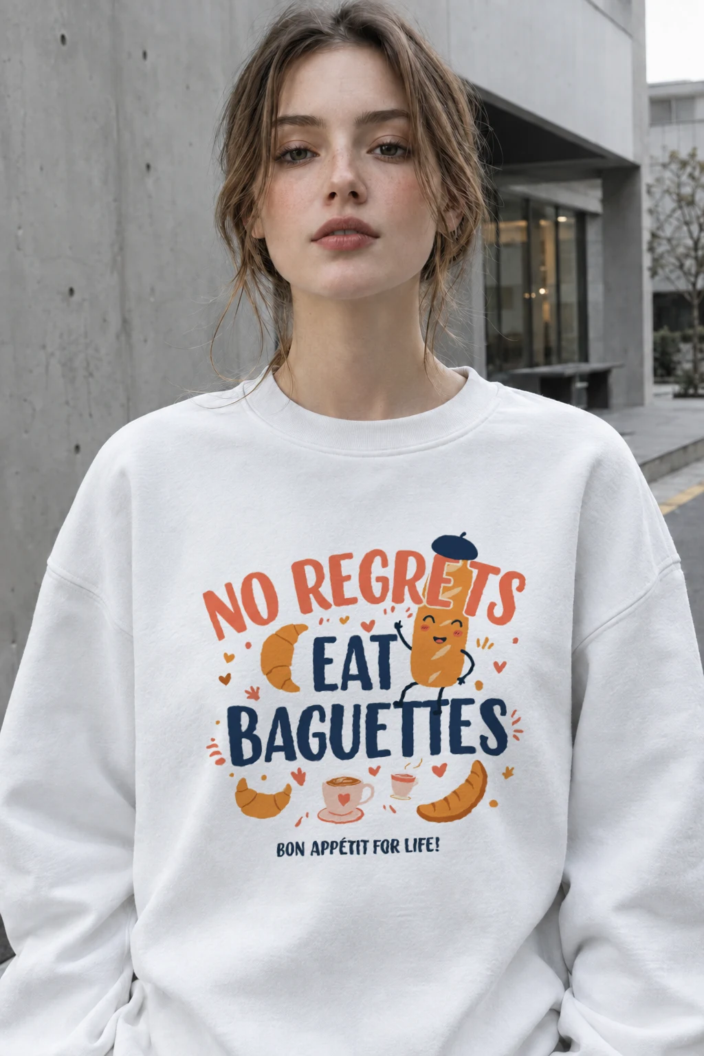 "Eat Baguettes" Heavy Blend Unisex Crewneck Sweatshirt | Gildan 18000