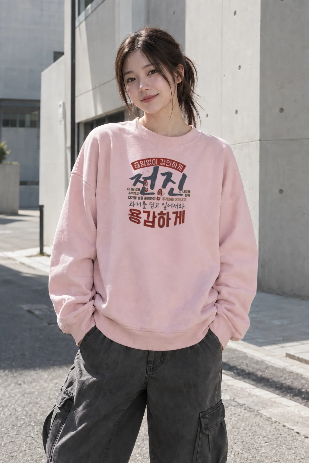 "끊임없이 강인하게" Heavy Blend Unisex Crewneck Sweatshirt | Gildan 18000
