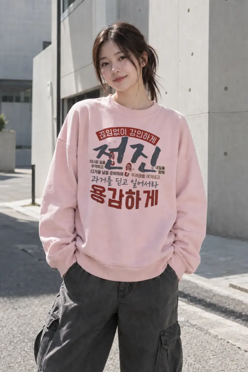 "끊임없이 강인하게" Heavy Blend Unisex Crewneck Sweatshirt | Gildan 18000
