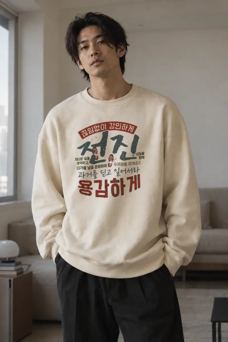 "끊임없이 강인하게" Unisex Sponge Fleece Crewneck Sweatshirt | Bella + Canvas 3901