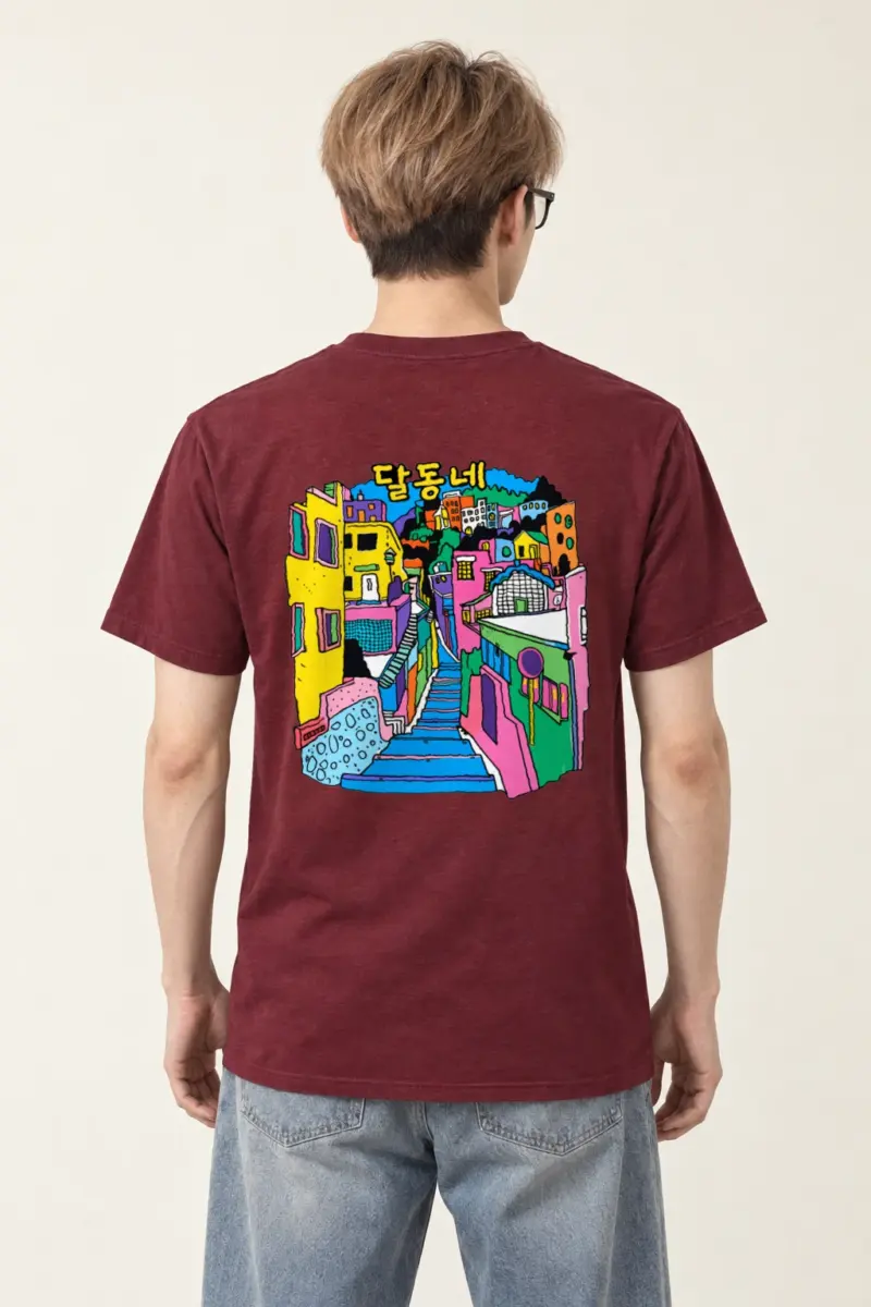 "달동네 Stairs" Heavyweight Unisex Crewneck T-shirt