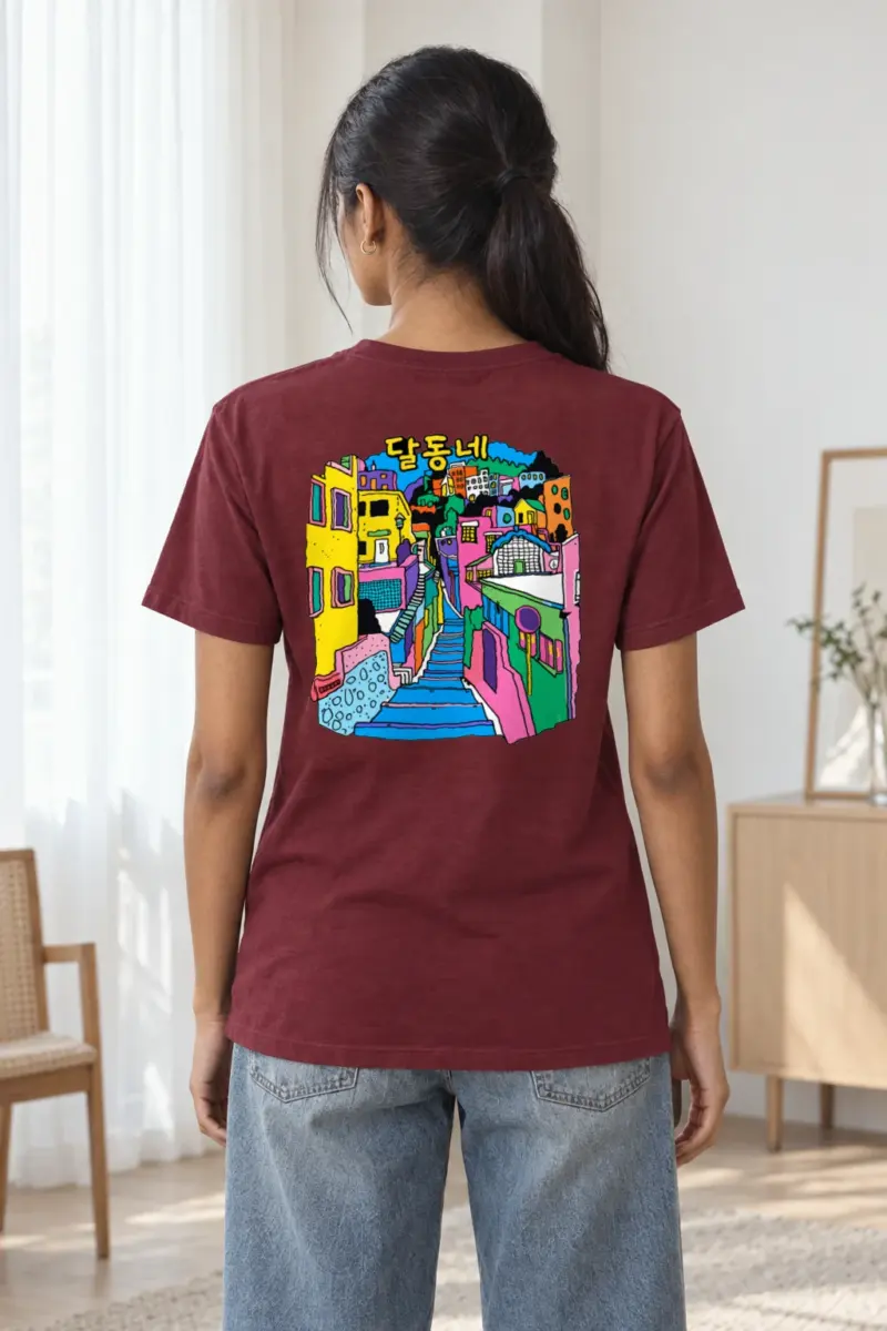 "달동네 Stairs" Heavyweight Unisex Crewneck T-shirt | Gildan 5000