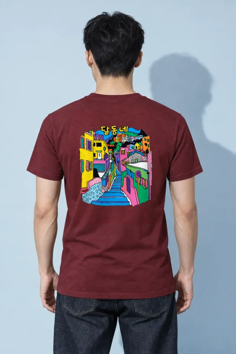 "달동네 Stairs" Heavyweight Unisex Crewneck T-shirt