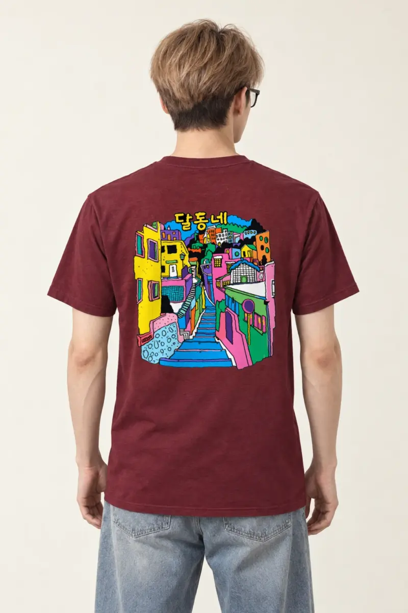 "달동네 Stairs" Heavyweight Unisex Crewneck T-shirt