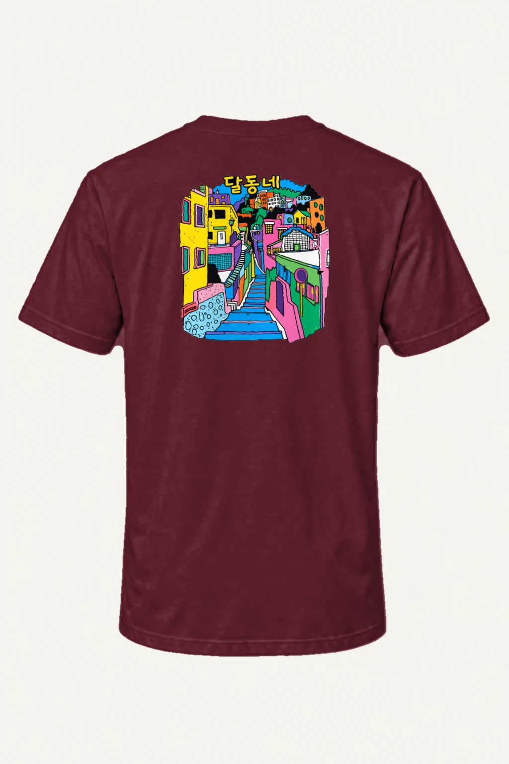 "달동네 Stairs" Heavyweight Unisex Crewneck T-shirt | Gildan 5000