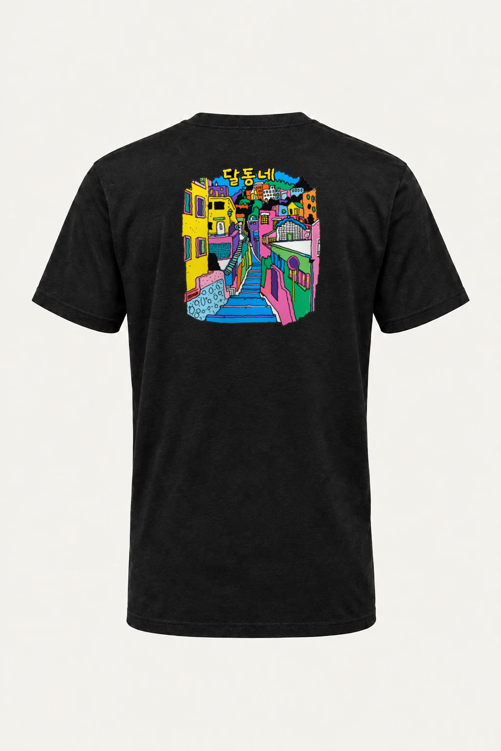 "달동네 Stairs" Heavyweight Unisex Crewneck T-shirt | Gildan 5000