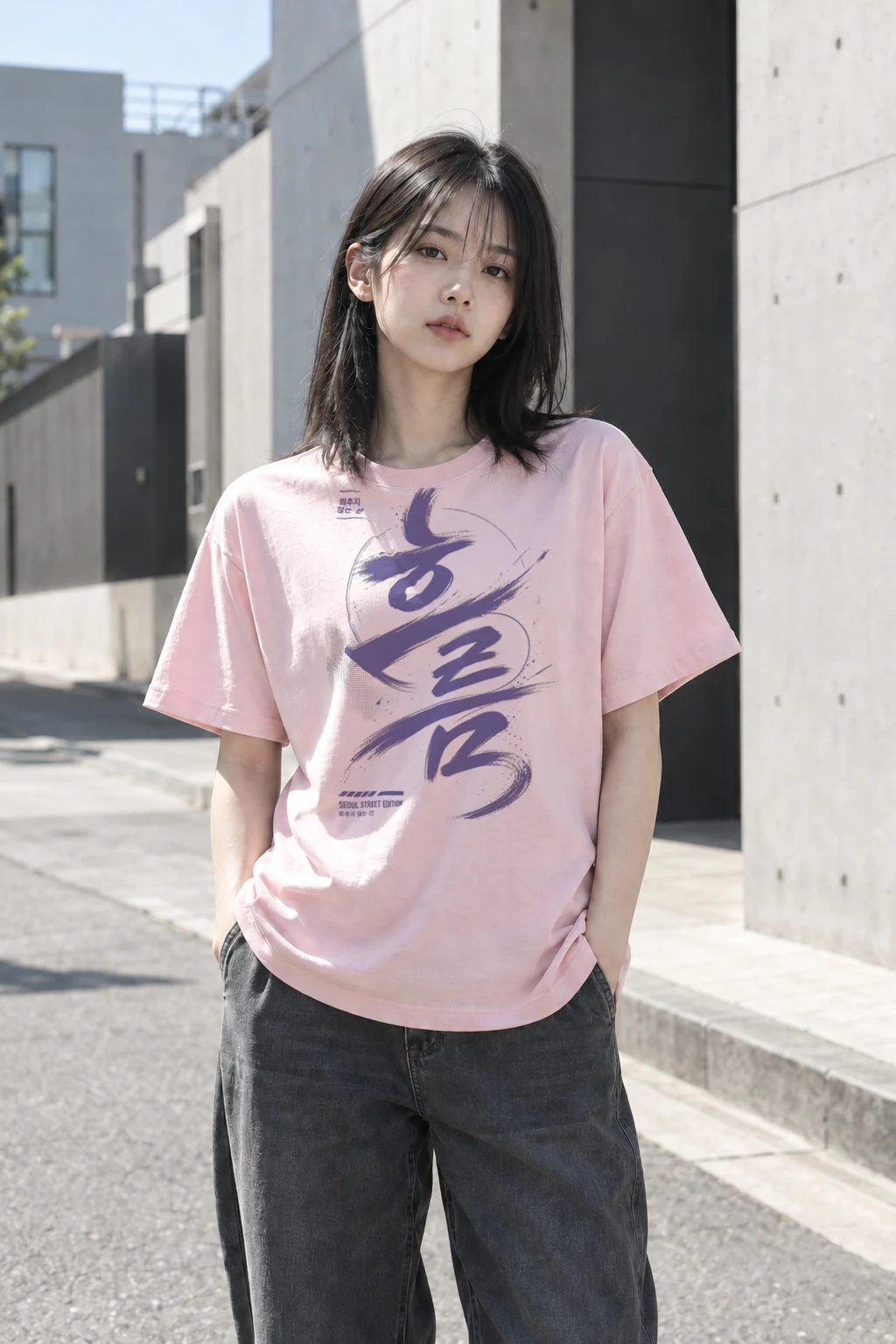 "멈추지 않는 선" Heavyweight Unisex Crewneck T-shirt | Gildan 5000