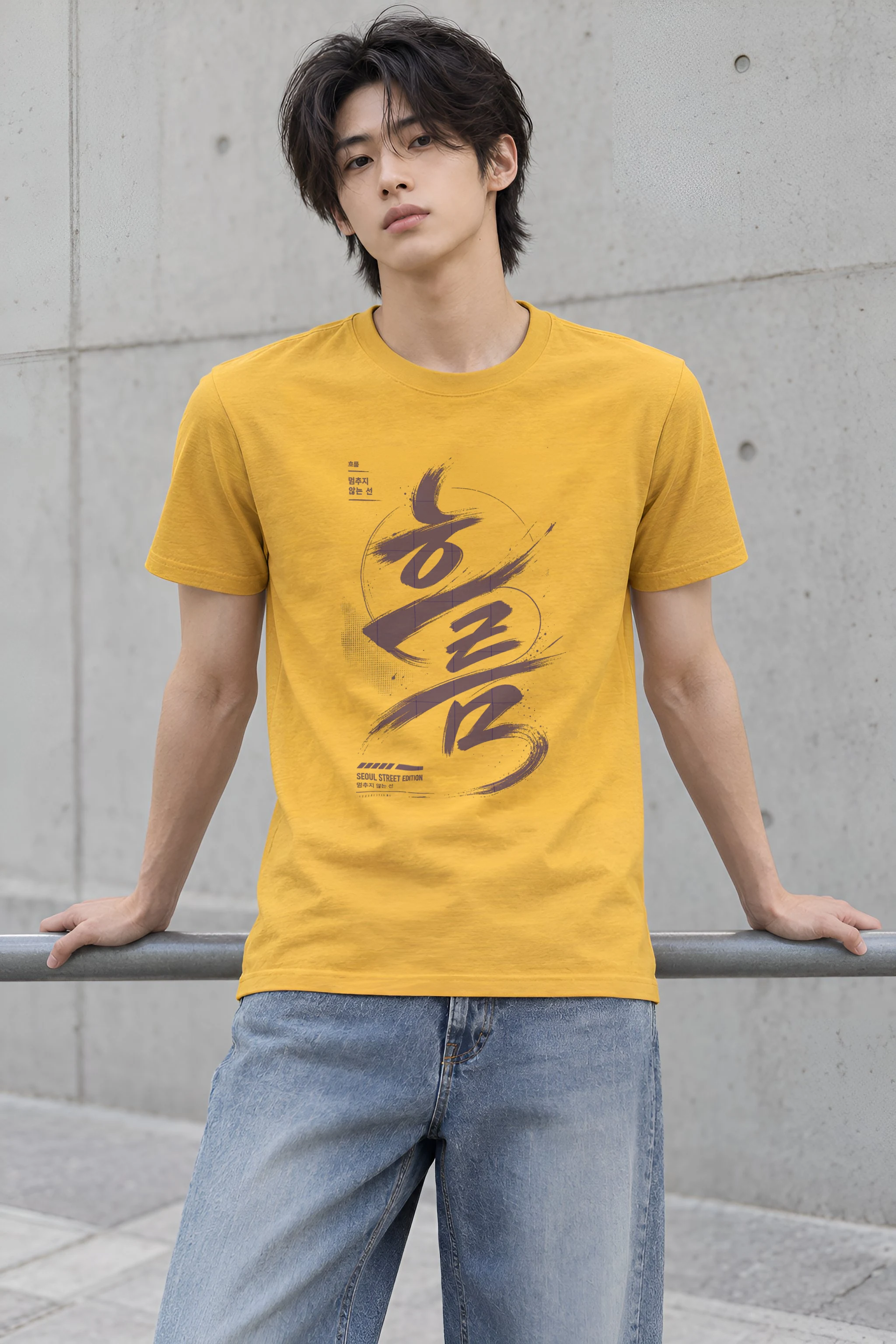 "멈추지 않는 선" Heavyweight Unisex Crewneck T-shirt