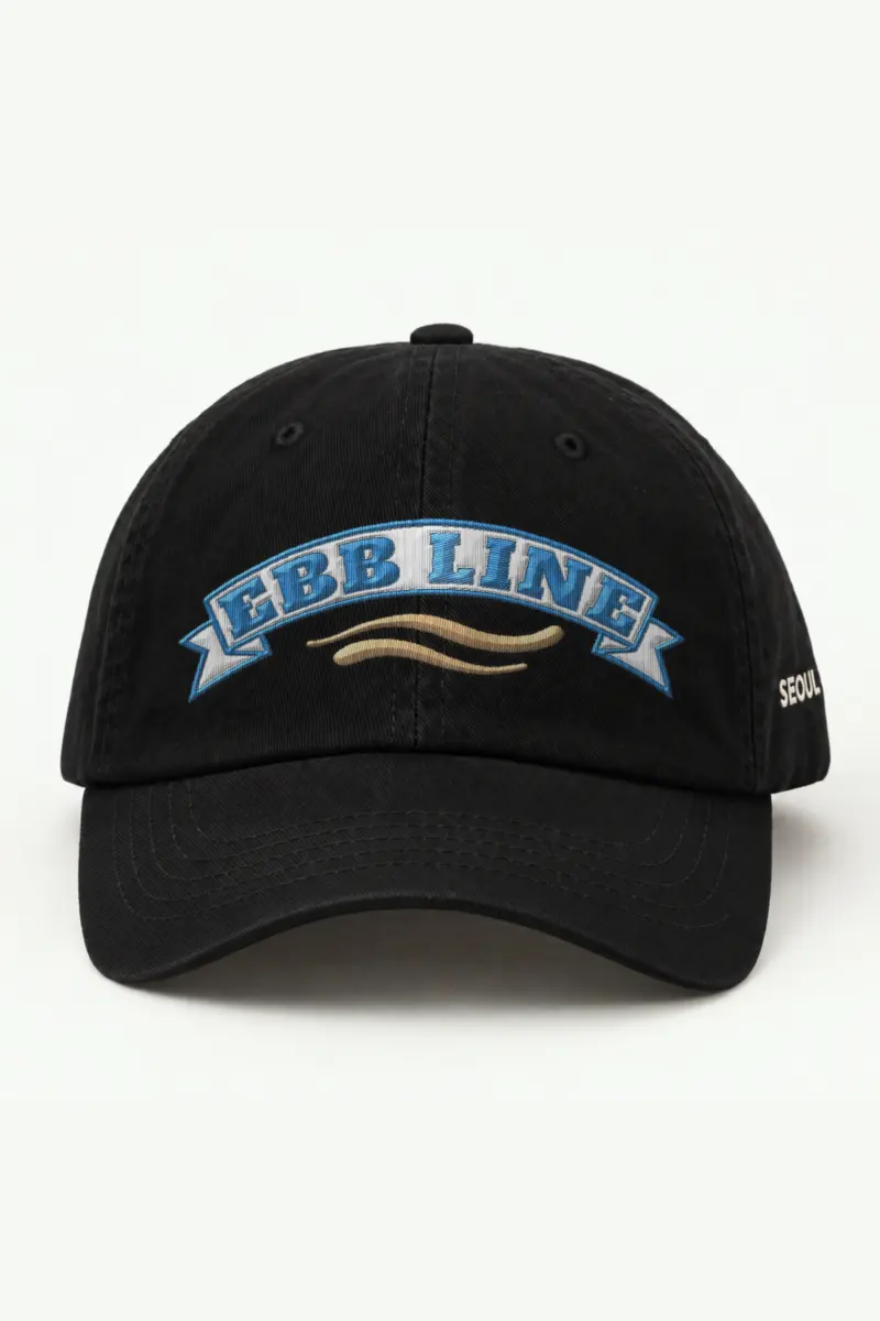 "Ebb Line Waves" Classic Dad Hat · Embroidered — black/cap-front