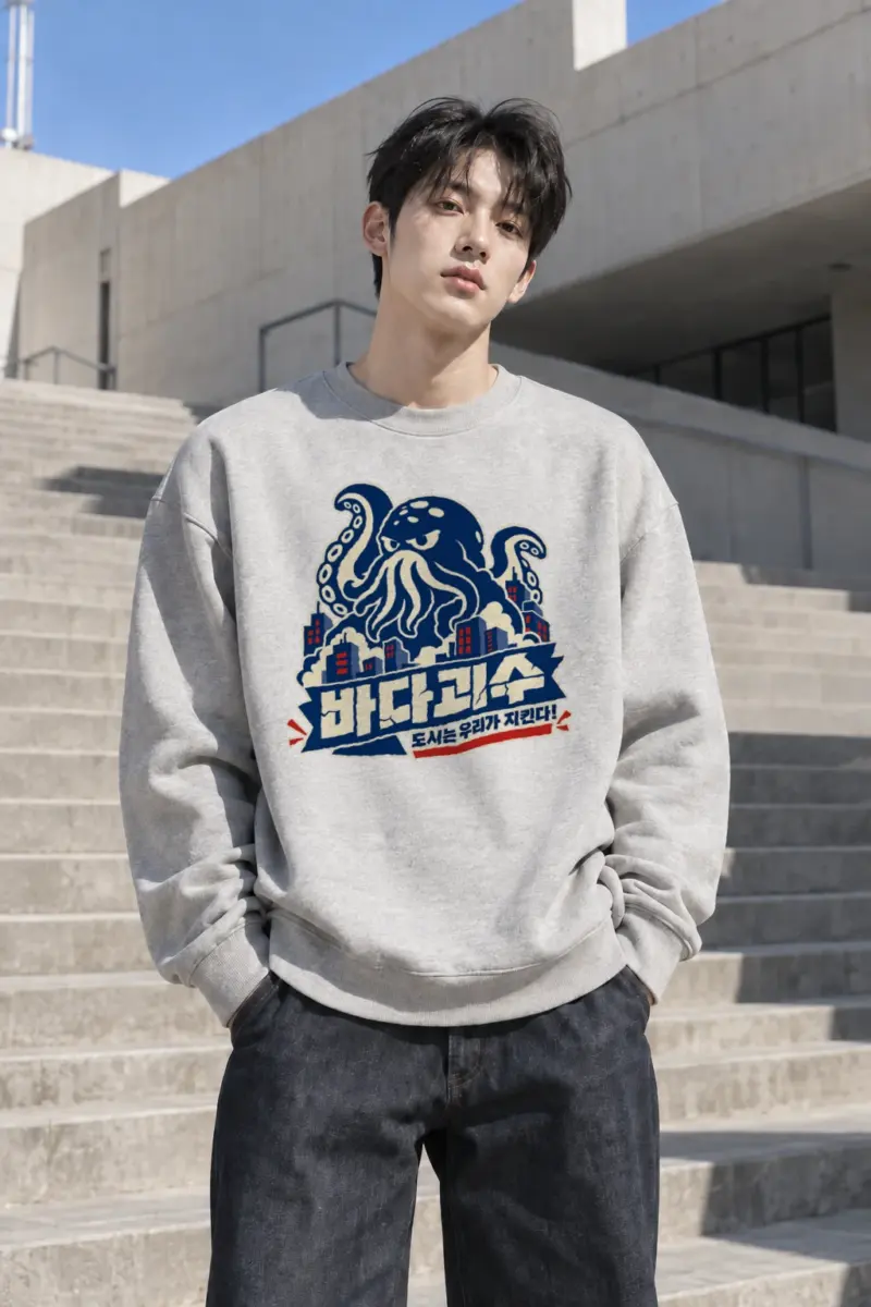 "바다괴물" Heavy Blend Unisex Crewneck Sweatshirt | Gildan 18000
