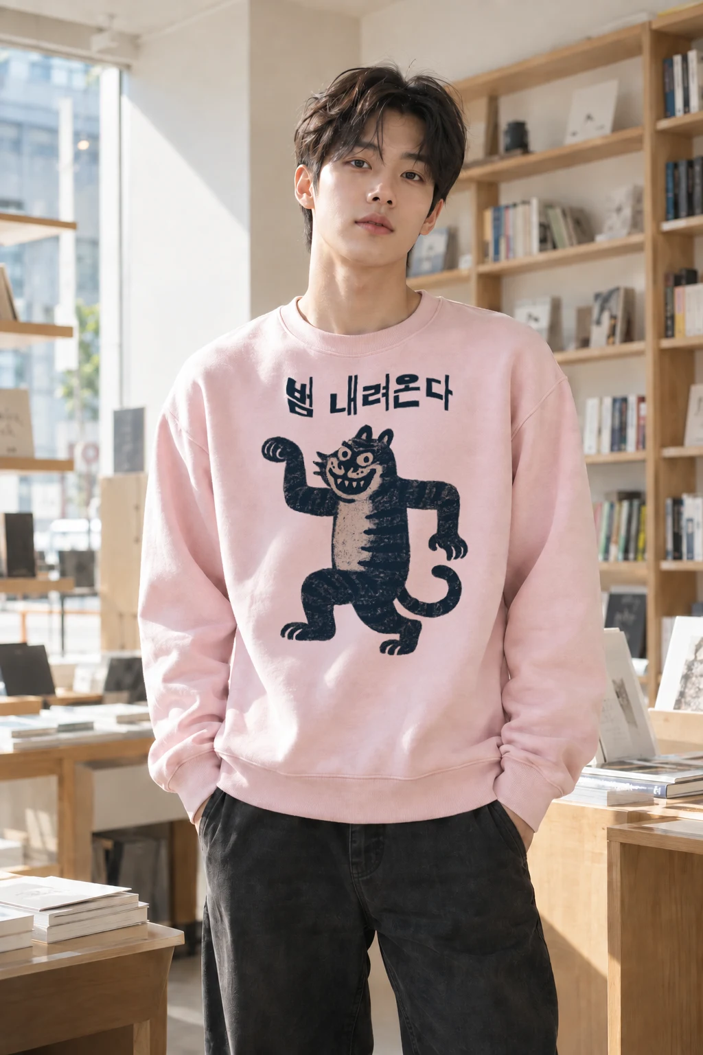 "범 내려온다 Tiger" Heavy Blend Unisex Crewneck Sweatshirt | Gildan 18000