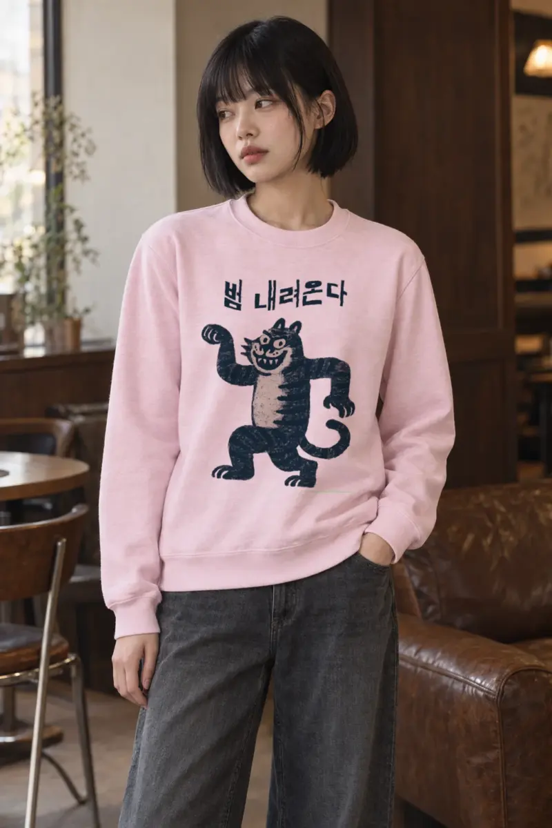 "범 내려온다 Tiger" Heavy Blend Unisex Crewneck Sweatshirt