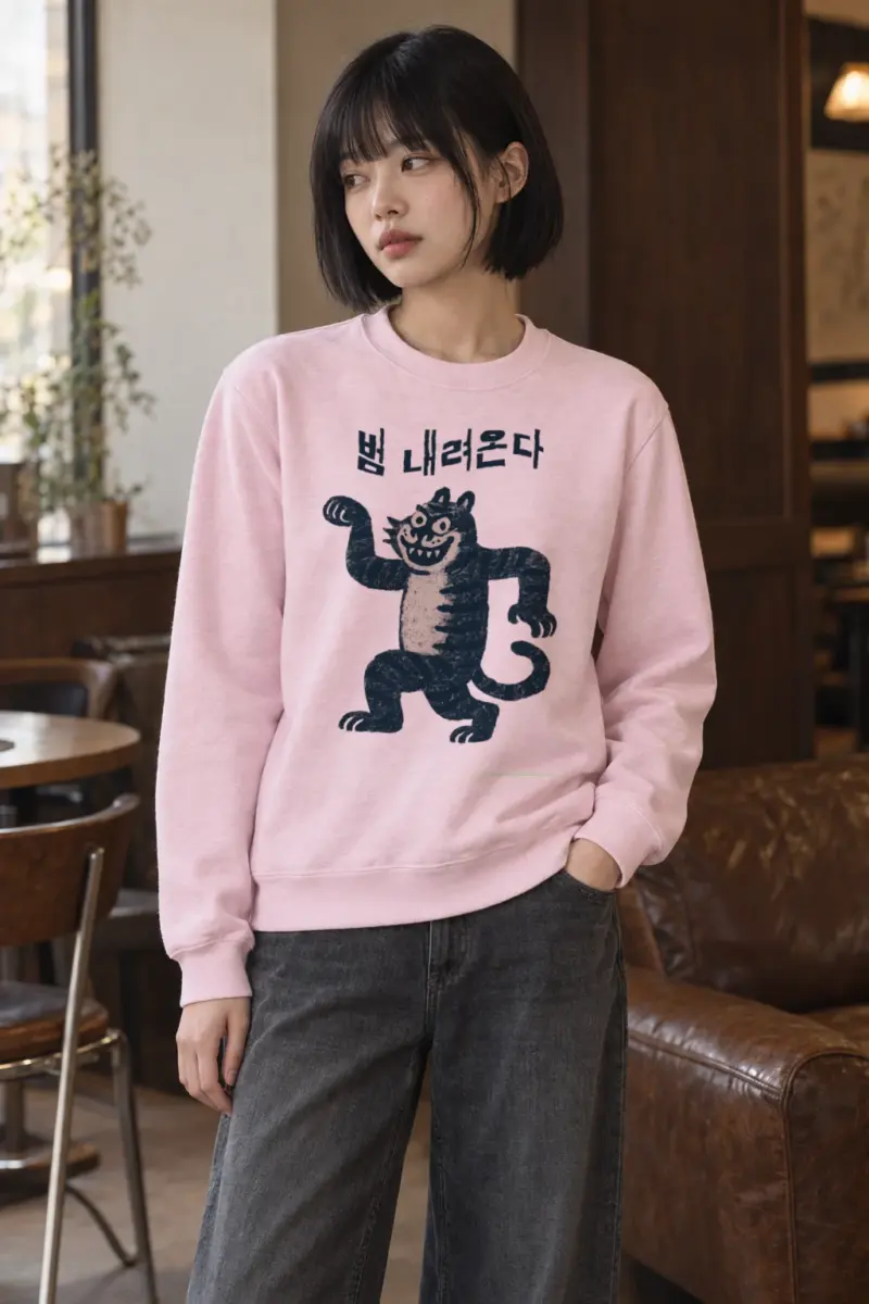 "범 내려온다 Tiger" Heavy Blend Unisex Crewneck Sweatshirt