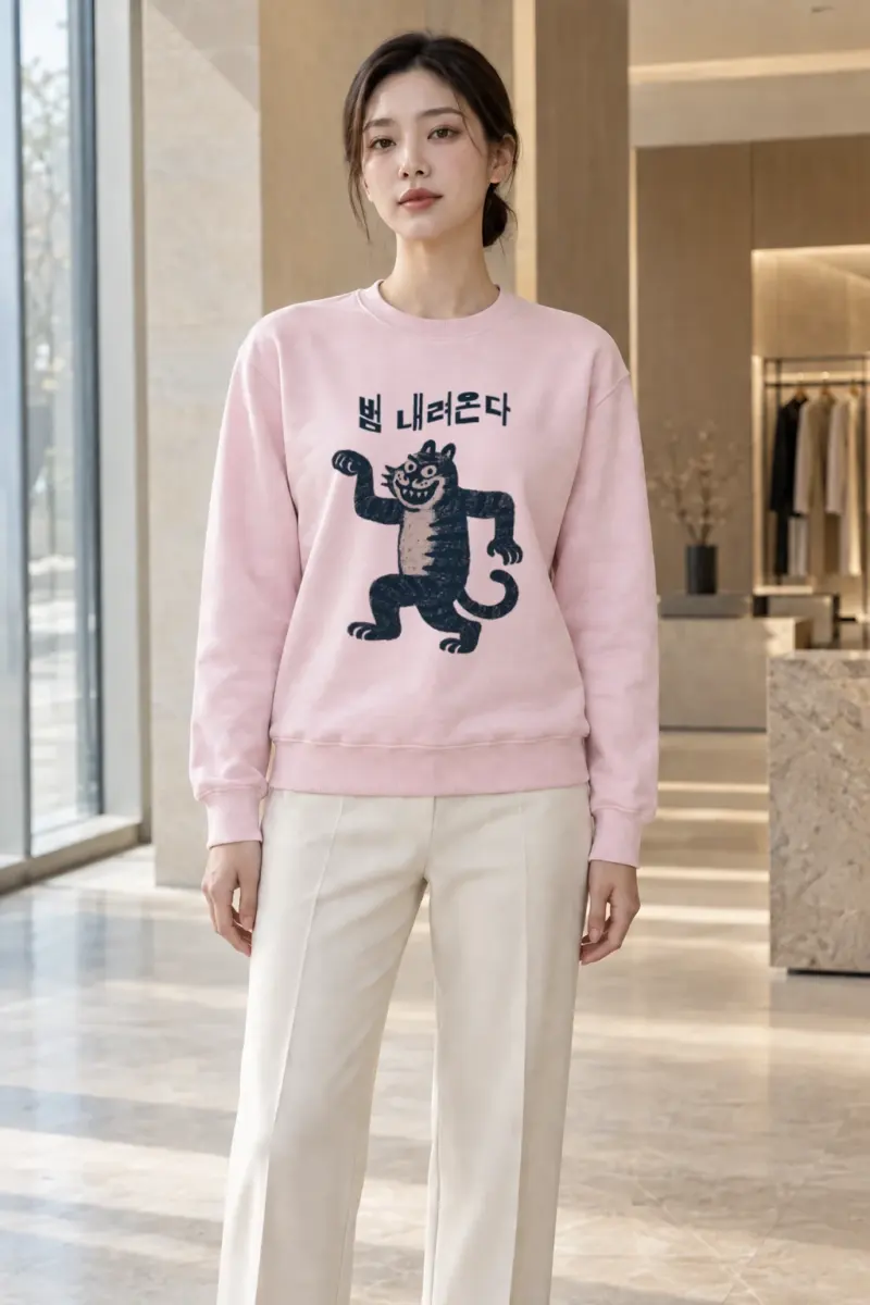 "범 내려온다 Tiger" Heavy Blend Unisex Crewneck Sweatshirt | Gildan 18000