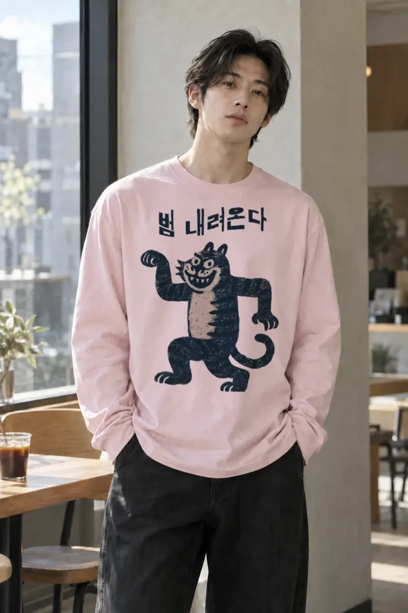 "범 내려온다 Tiger" Unisex Longsleeve T-shirt | Gildan 2400
