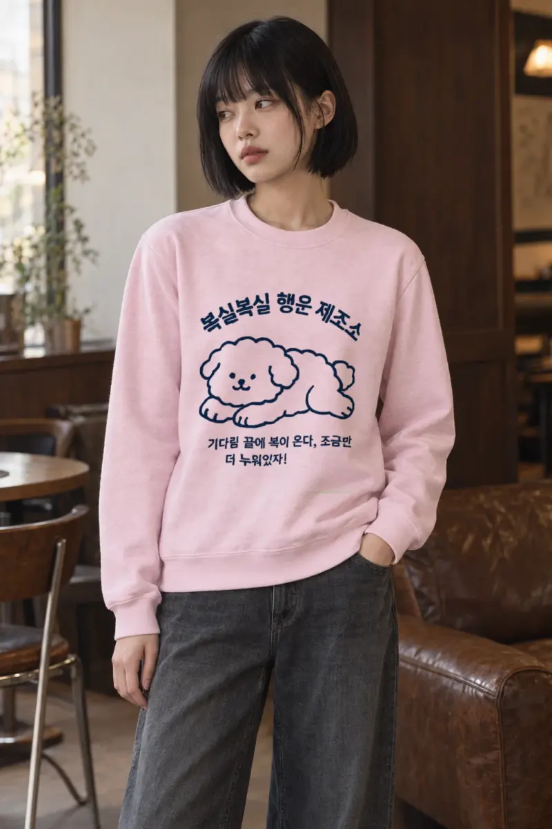 "복실복실 행운 제조소" Heavy Blend Unisex Crewneck Sweatshirt | Gildan 18000