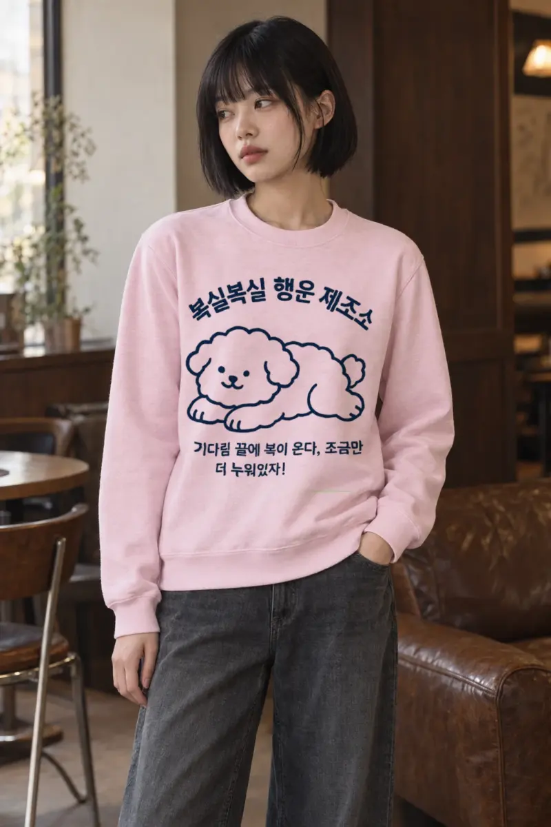 "복실복실 행운 제조소" Heavy Blend Unisex Crewneck Sweatshirt
