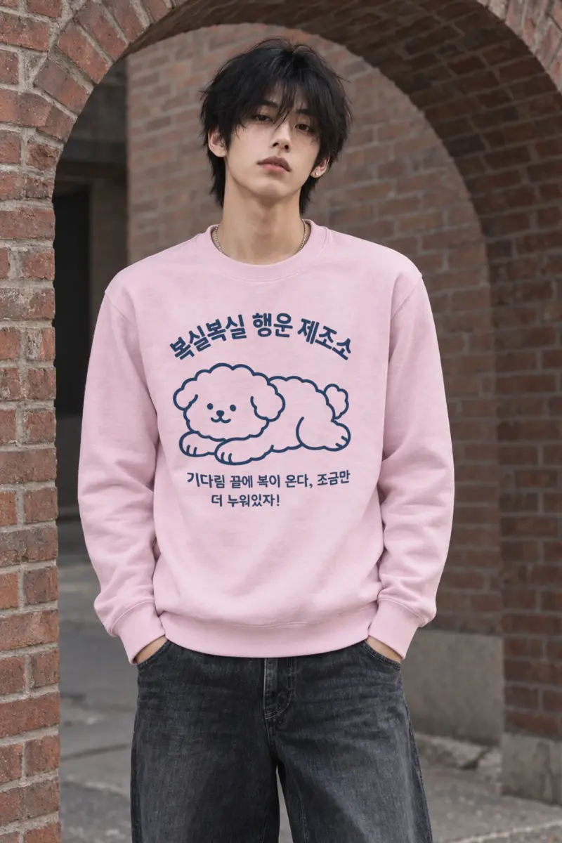 "복실복실 행운 제조소" Heavy Blend Unisex Crewneck Sweatshirt