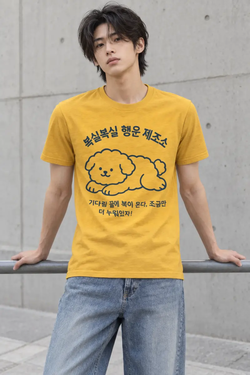 "복실복실 행운 제조소" Heavyweight Unisex Crewneck T-shirt
