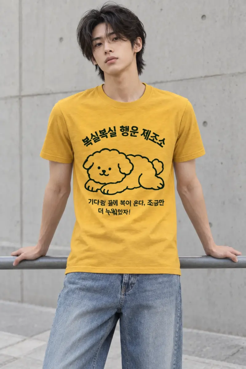 "복실복실 행운 제조소" Heavyweight Unisex Crewneck T-shirt