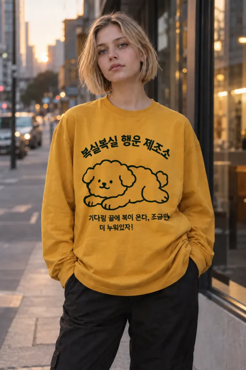 “복실복실 행운 제조소” Unisex Longsleeve T-shirt | Gildan 2400