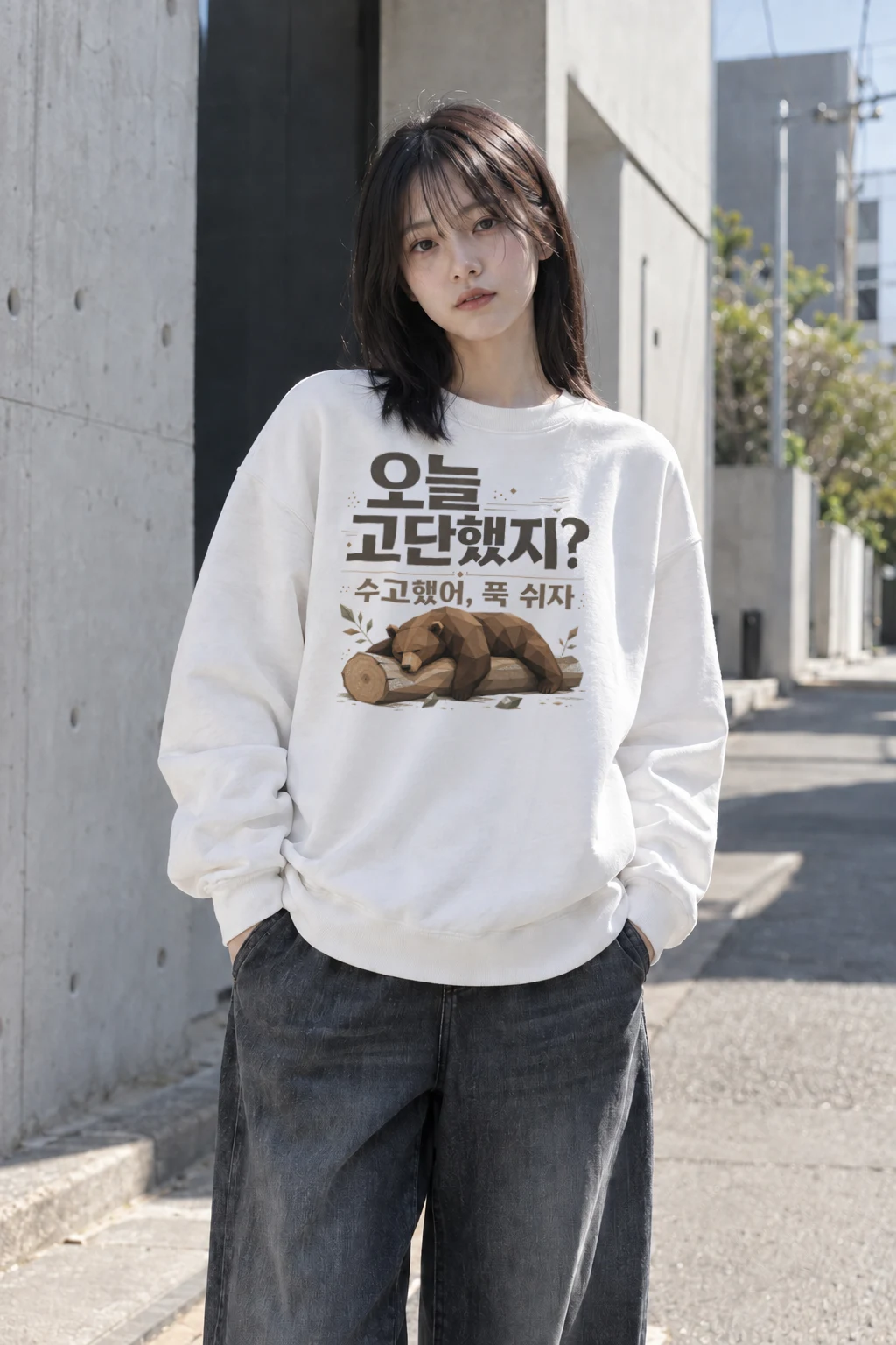 "수고했어, 푹 쉬자" Heavy Blend Unisex Crewneck Sweatshirt | Gildan 18000