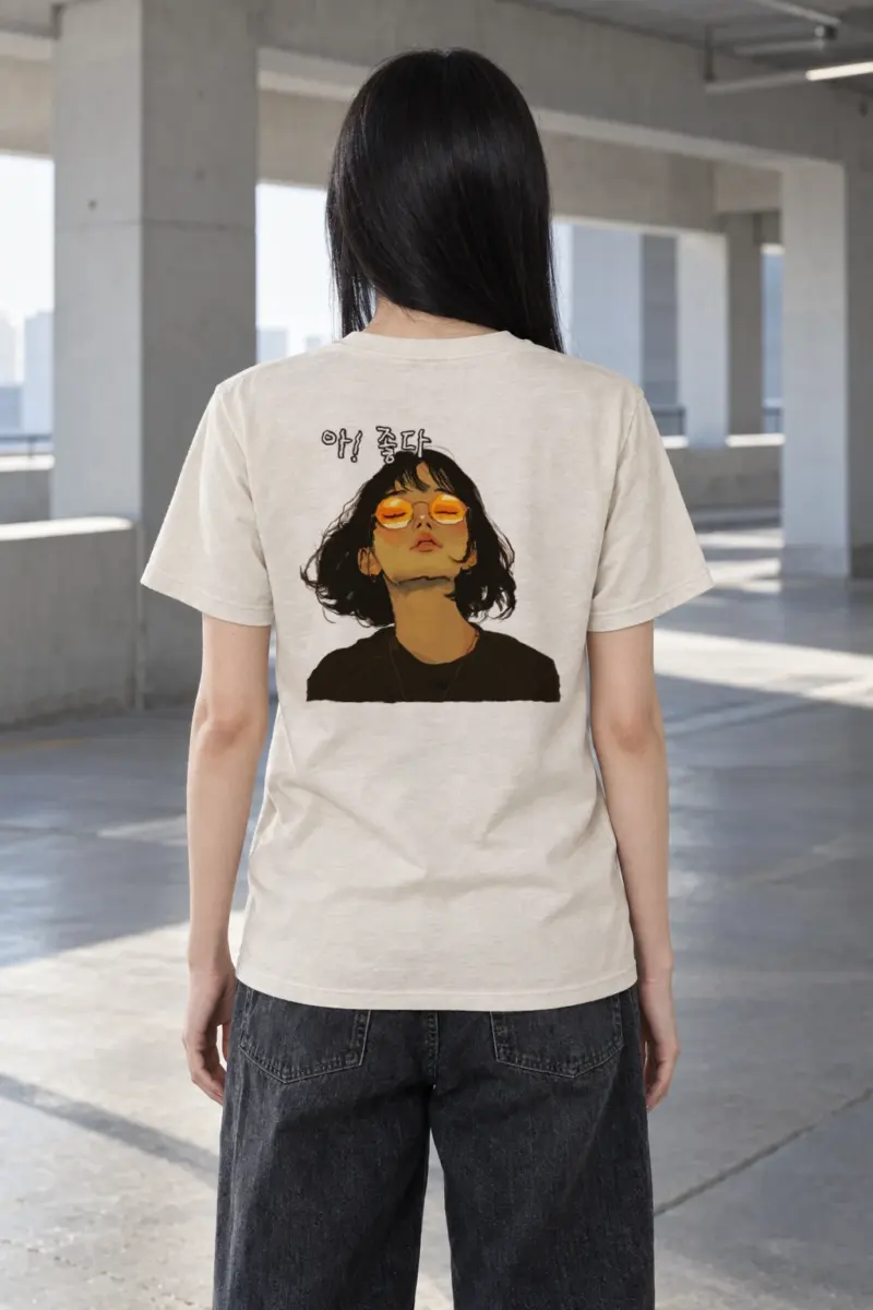 "야! 좋다 Portrait" Heavyweight Unisex Crewneck T-shirt | Gildan 5000