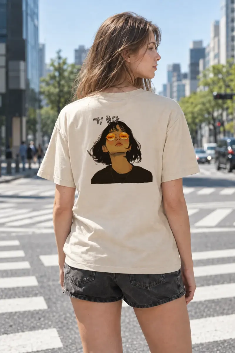 "야! 좋다 Portrait" Heavyweight Unisex Crewneck T-shirt | Gildan 5000