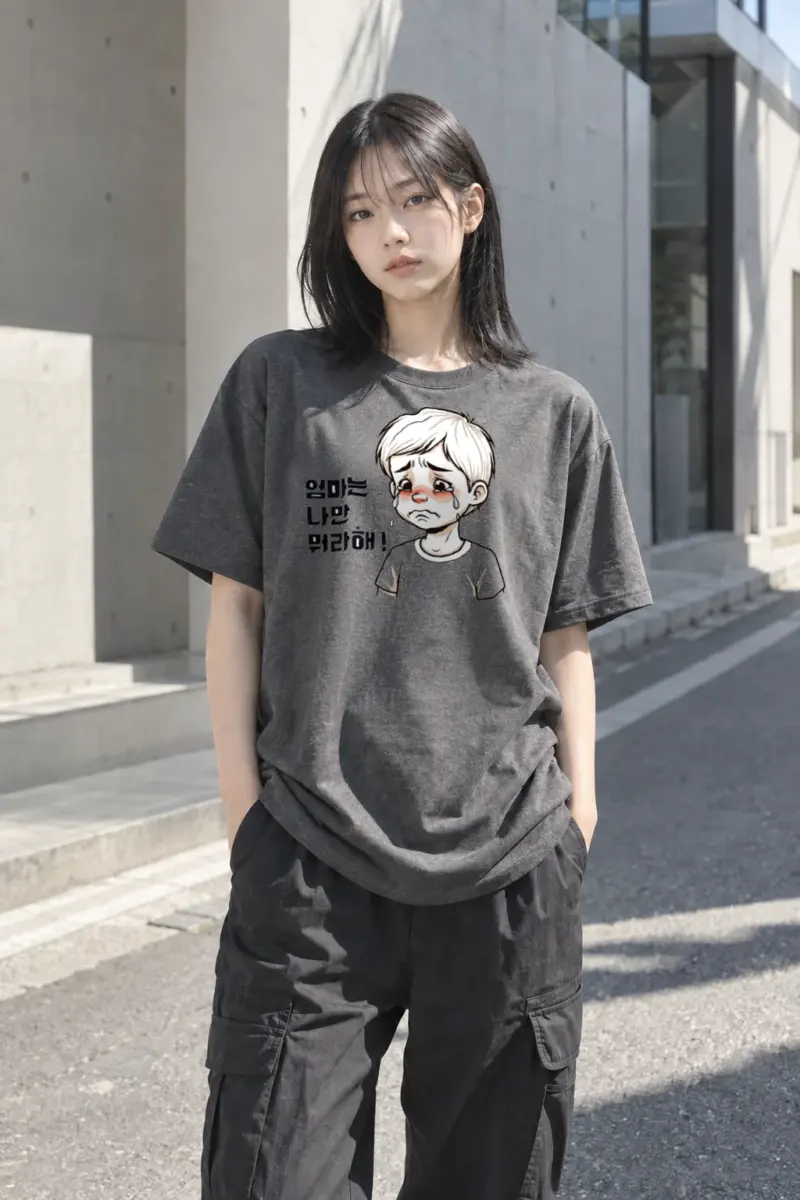 “엄마는 나만 뭐라해” Heavyweight Unisex Crewneck T-shirt | Gildan 5000