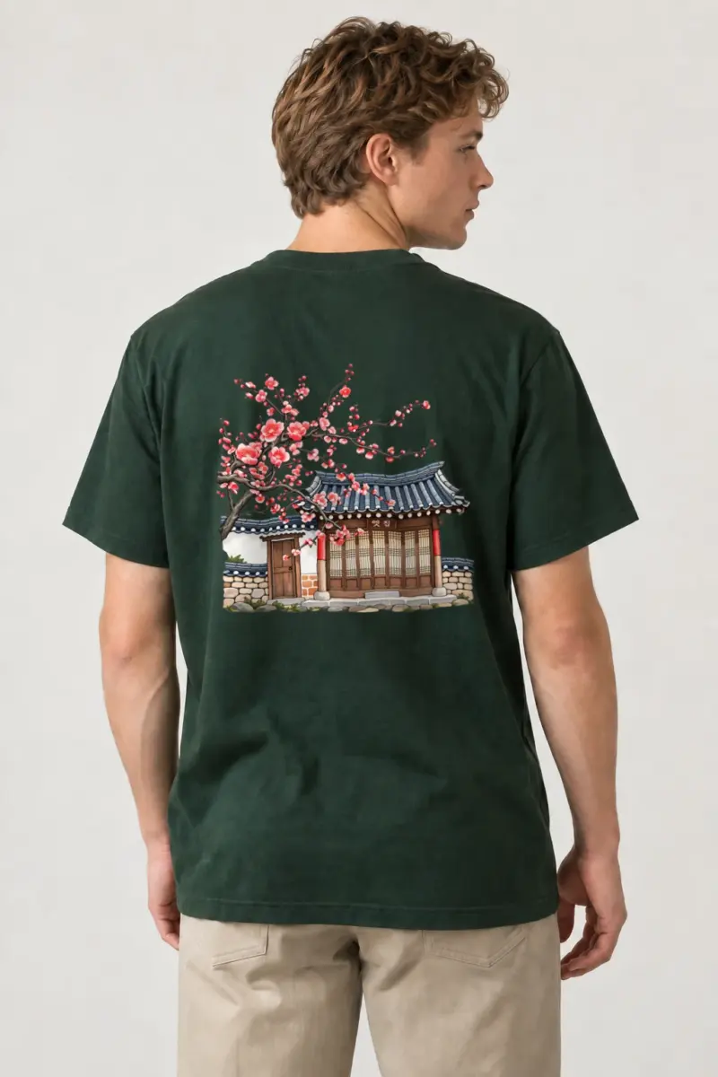 "옛집 Blossom House" Heavyweight Unisex Crewneck T-shirt | Gildan 5000