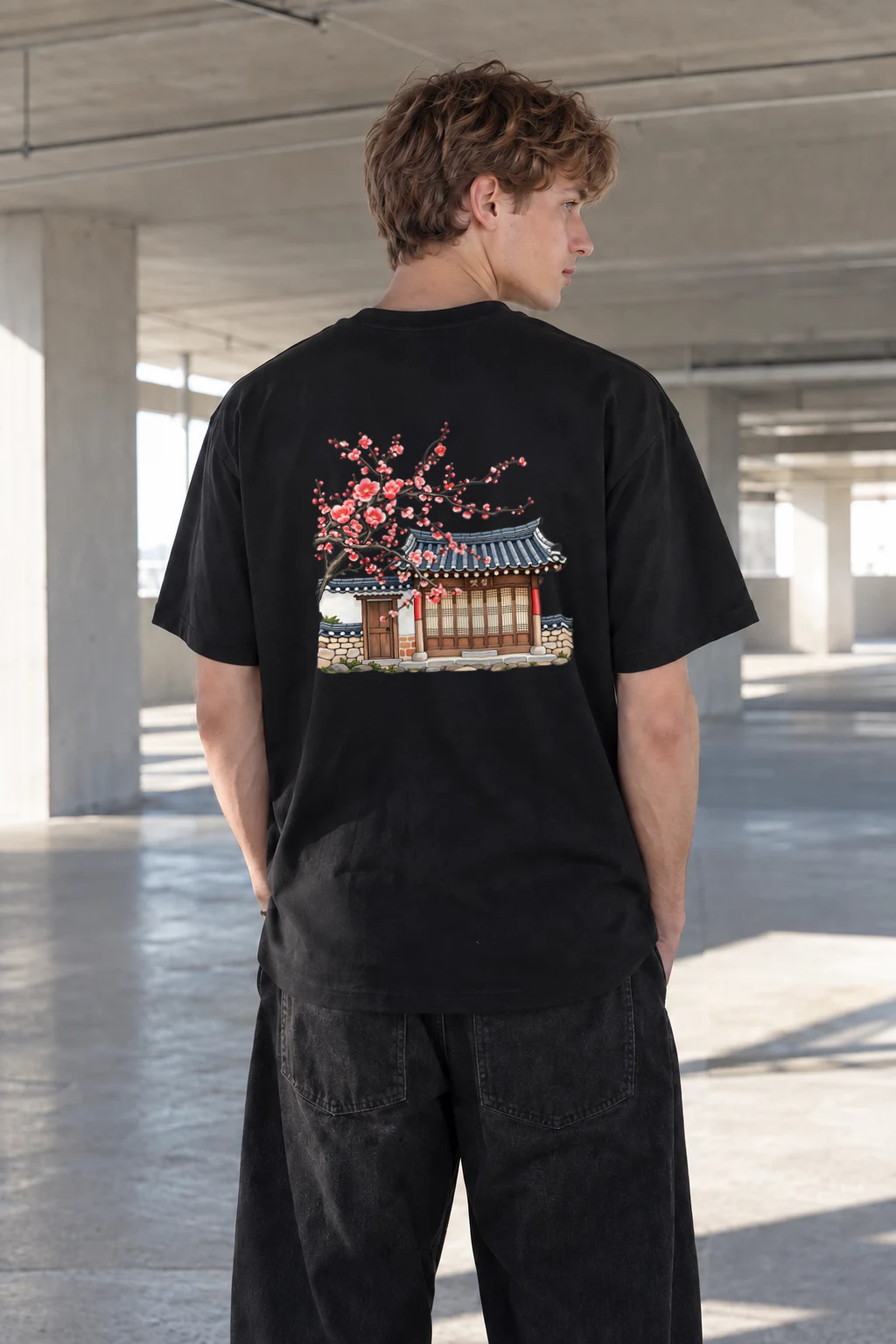 "옛집 Blossom House" Heavyweight Unisex Crewneck T-shirt | Gildan 5000