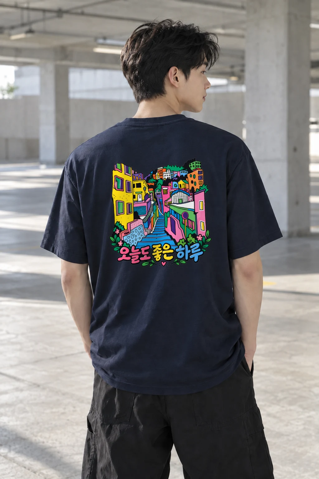 "오늘 좋은 하루" Heavyweight Unisex Crewneck T-shirt | Gildan 5000