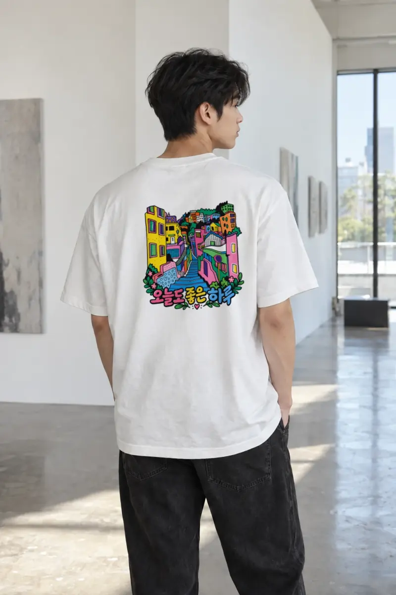 "오늘 좋은 하루" Heavyweight Unisex Crewneck T-shirt | Gildan 5000