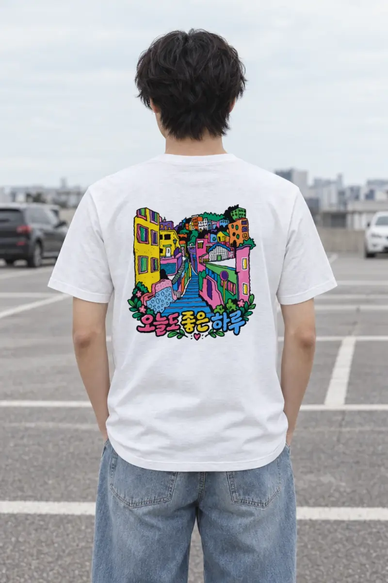 "오늘 좋은 하루" Heavyweight Unisex Crewneck T-shirt | Gildan 5000