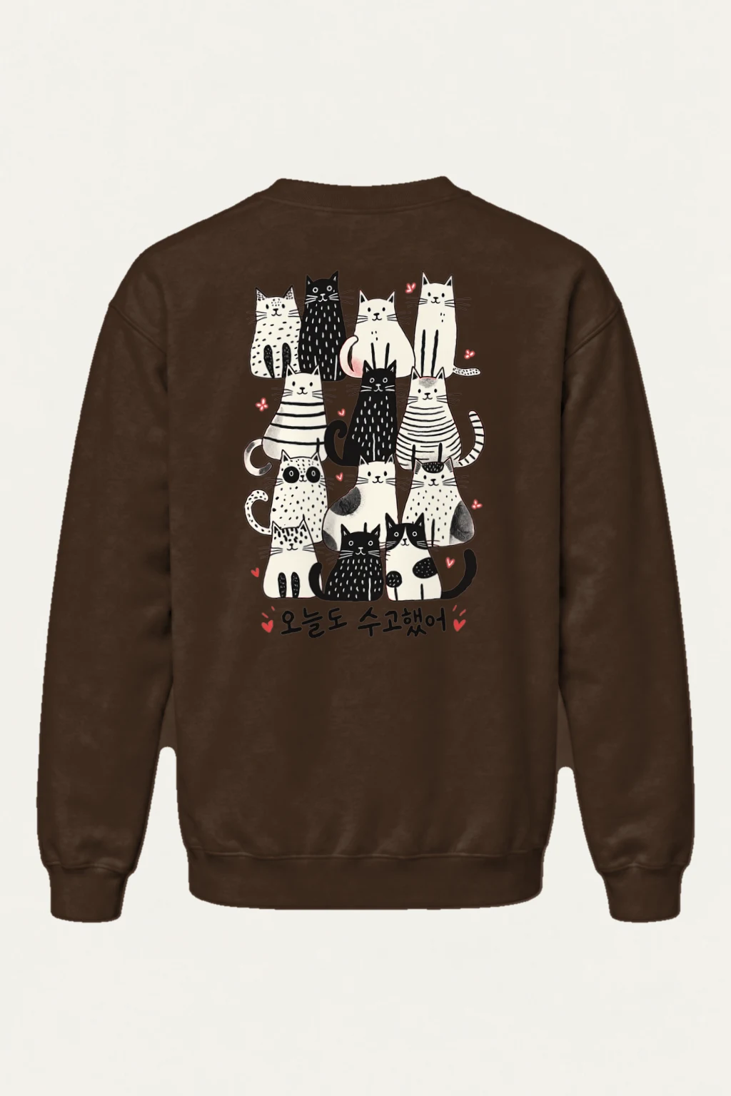 "오늘도 수고했어 Cats" Heavy Blend Unisex Crewneck Sweatshirt | Gildan 18000