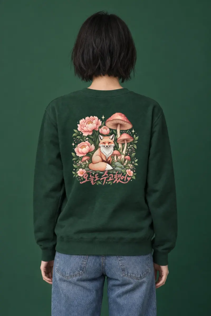 "오늘도 수고했어 Fox" Heavy Blend Unisex Crewneck Sweatshirt | Gildan 18000