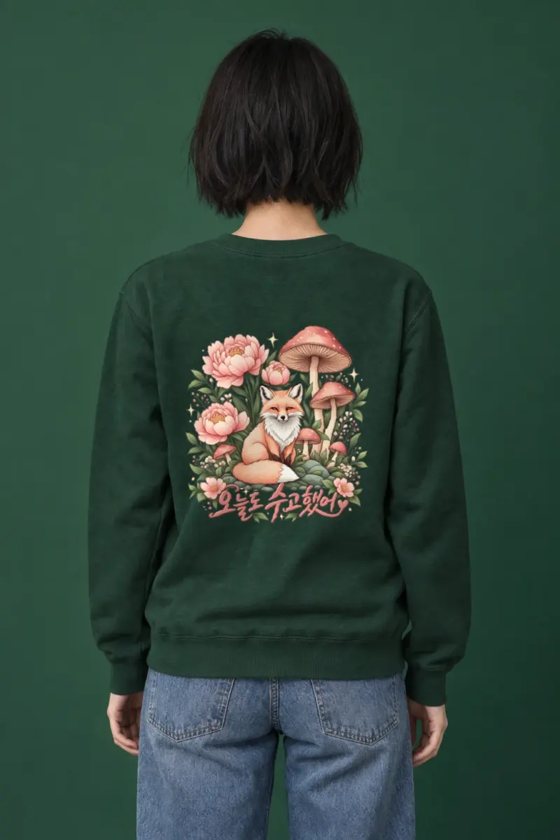 "오늘도 수고했어 Fox" Heavy Blend Unisex Crewneck Sweatshirt