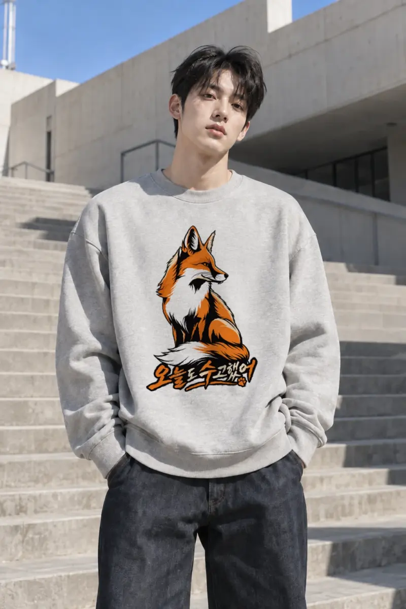 "오늘도 수고했어 Fox" Heavy Blend Unisex Crewneck Sweatshirt | Gildan 18000