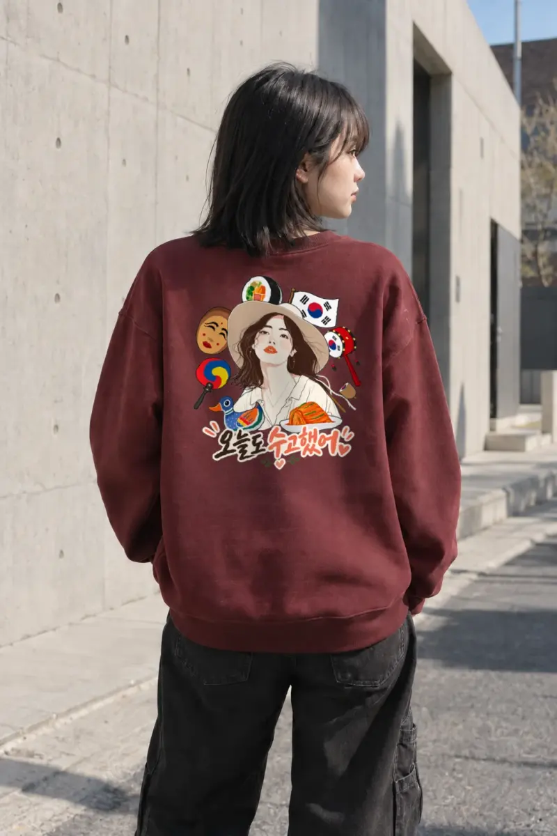 "오늘도 수고했어" Heavy Blend Unisex Crewneck Sweatshirt | Gildan 18000