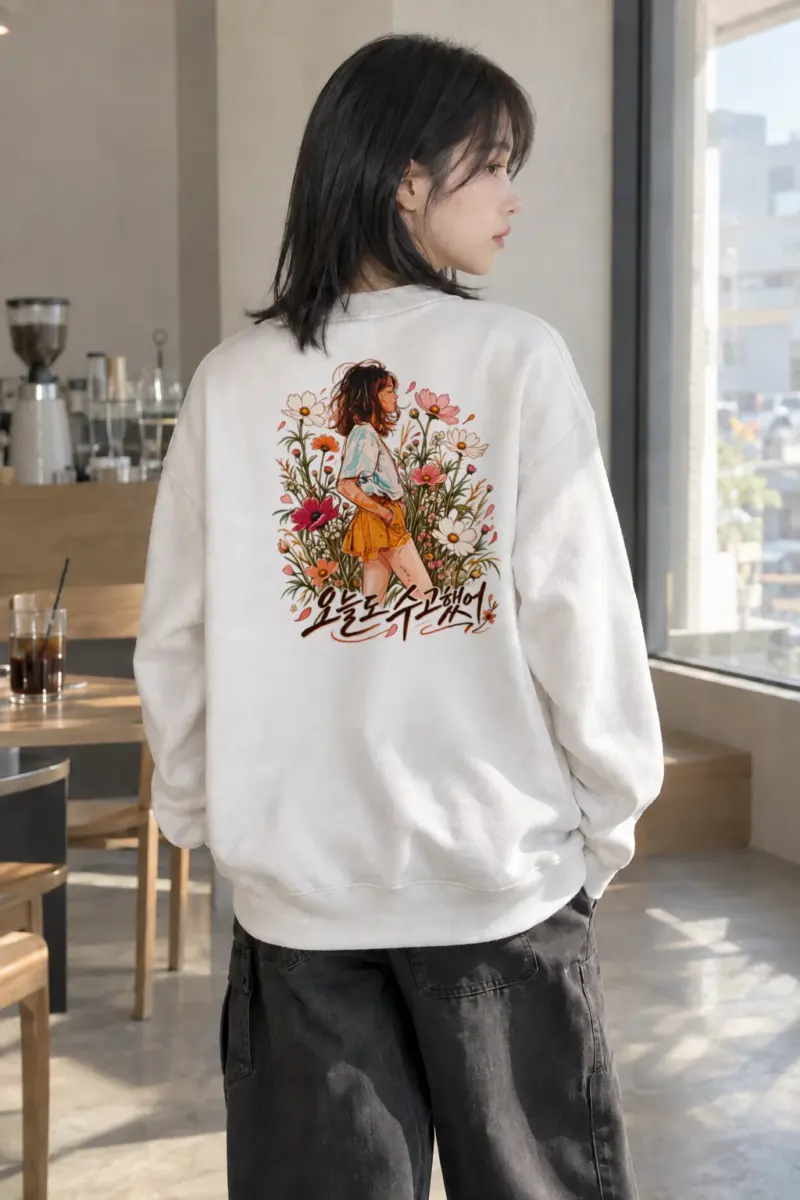 "오늘도 수고했어" Heavy Blend Unisex Crewneck Sweatshirt | Gildan 18000