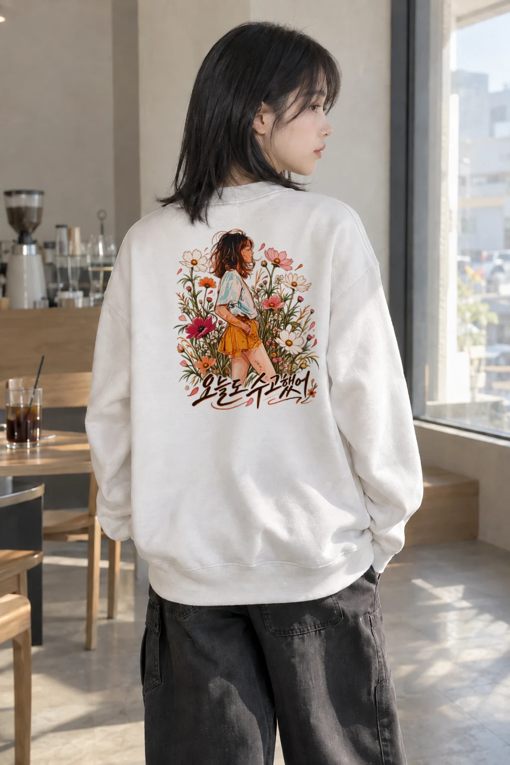 "오늘도 수고했어" Heavy Blend Unisex Crewneck Sweatshirt | Gildan 18000