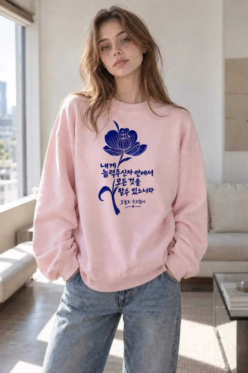 "오늘도 수고했어" Heavy Blend Unisex Crewneck Sweatshirt | Gildan 18000