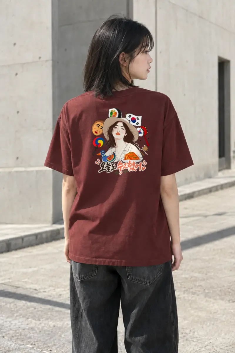 "오늘도 수고했어" Heavyweight Unisex Crewneck T-shirt | Gildan 5000