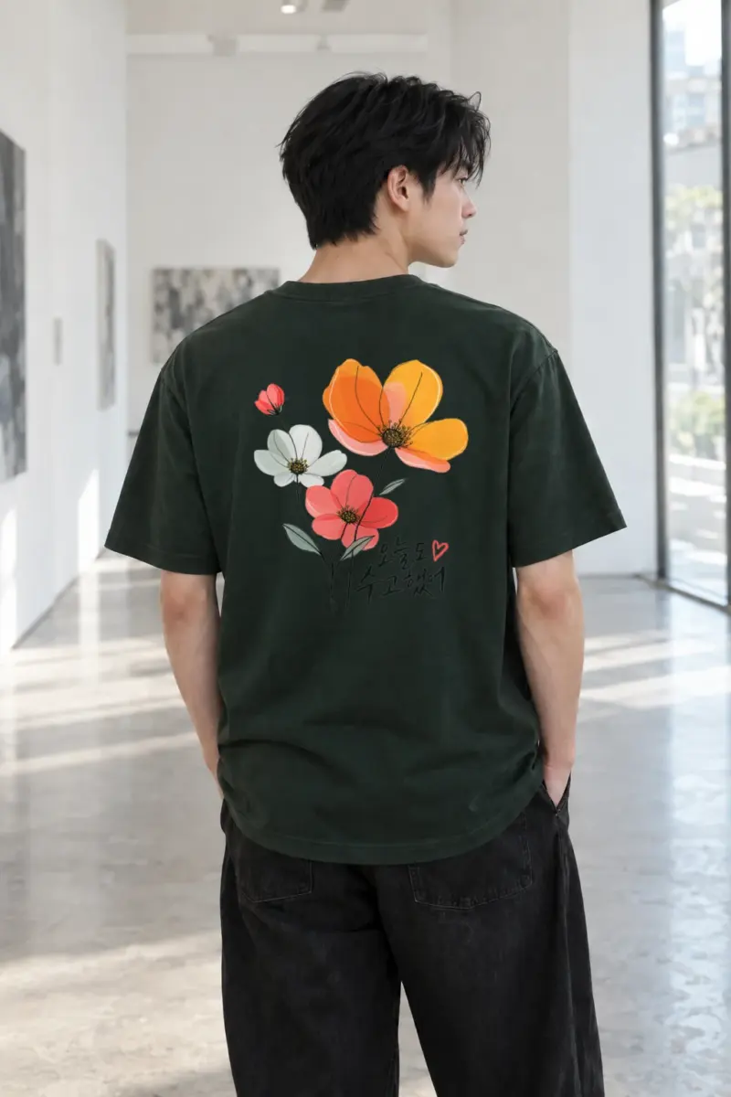 "오늘도 수고했어" Heavyweight Unisex Crewneck T-shirt | Gildan 5000