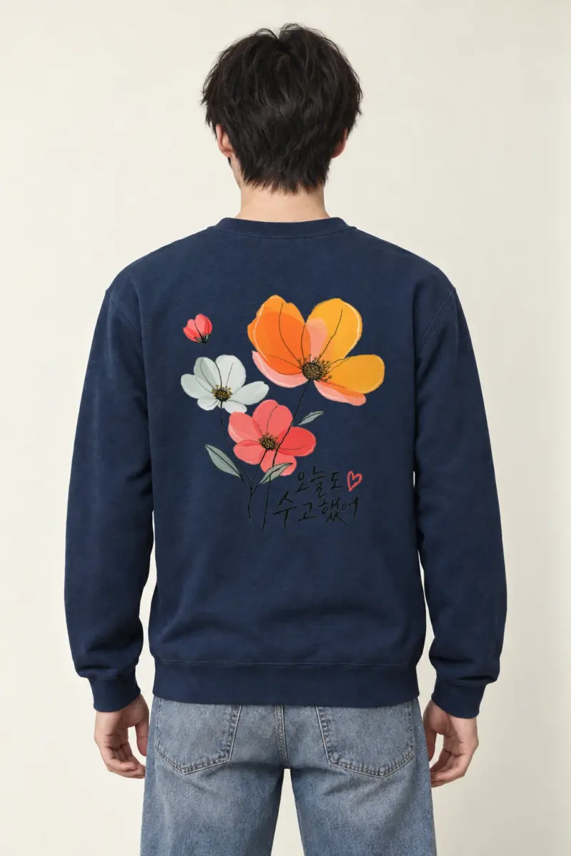 "오늘도 수고했어 Poppies" Heavy Blend Unisex Crewneck Sweatshirt