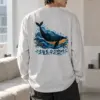 "Whale Wave Folk" Unisex Longsleeve T-shirt | Gildan 2400