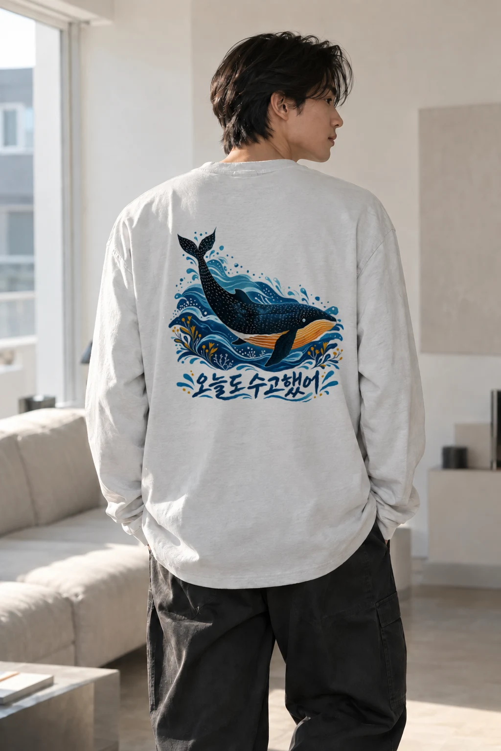 "오늘도 수고했어" Unisex Longsleeve T-shirt | Gildan 2400