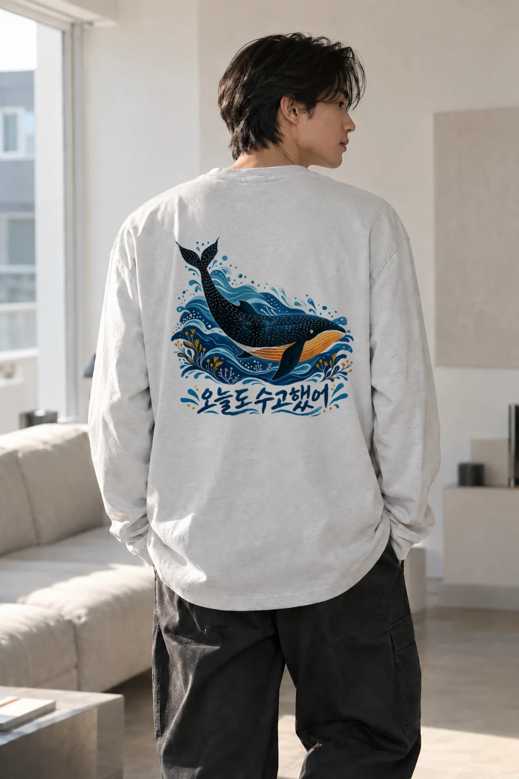 "오늘도 수고했어" Unisex Longsleeve T-shirt | Gildan 2400