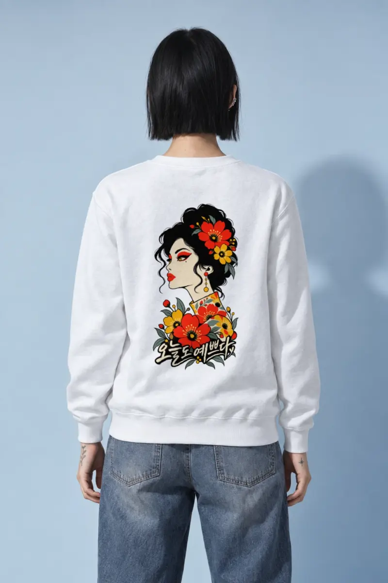"오늘도 예쁘다 Poppy Portrait" Heavy Blend Unisex Crewneck Sweatshirt